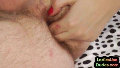 Pegging GF fucking BFs ass with strapon after anal fingering - txxx.com